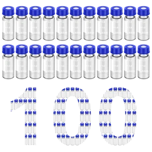 100pcs 1.5ml clear glass HPLC vials with graduations and writing patch