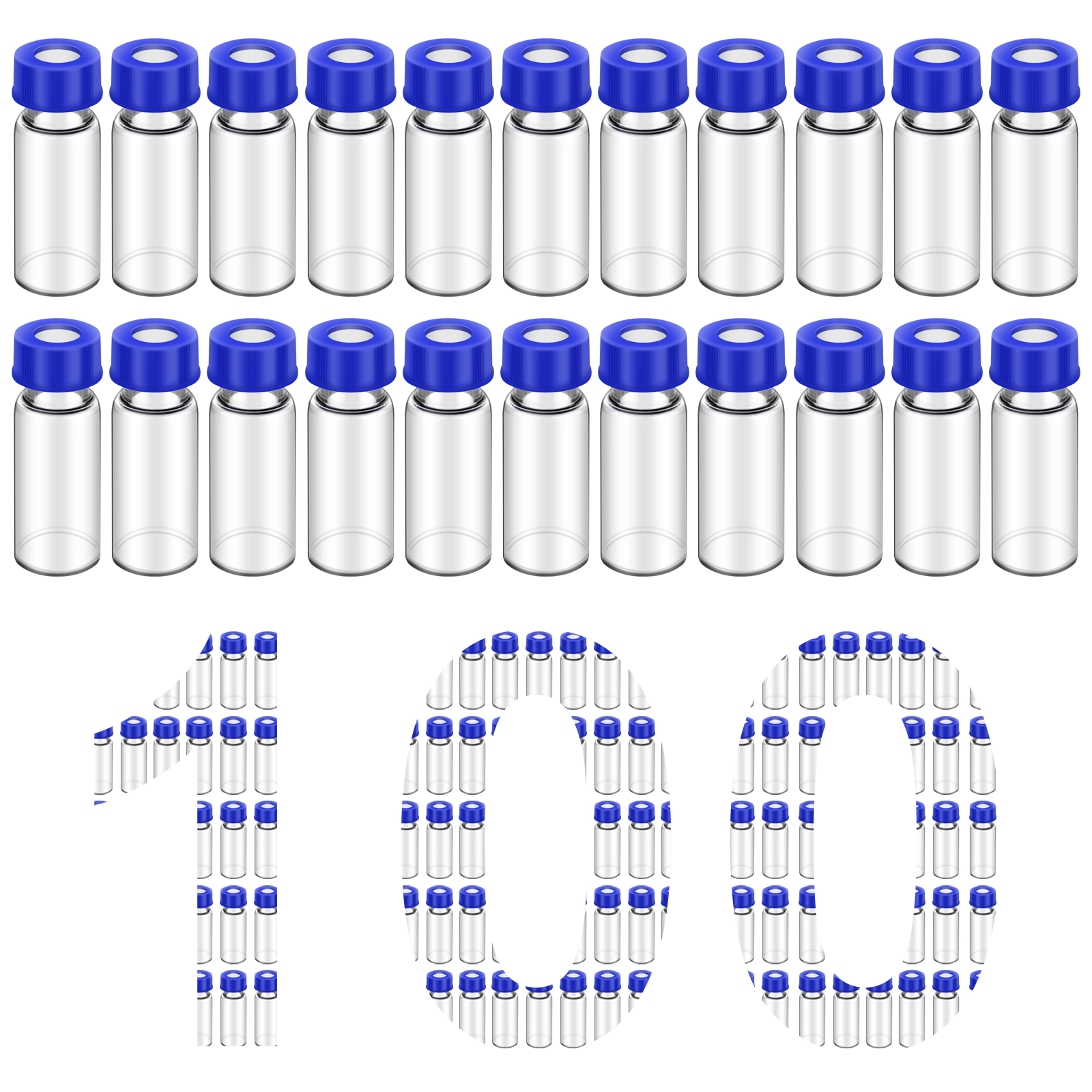 100pcs 1.5ml clear glass HPLC vials without graduations plain surface
