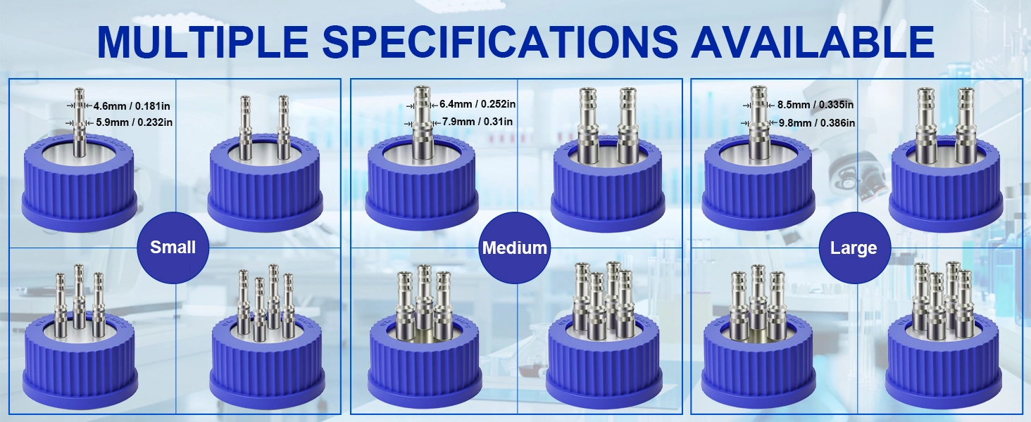 Size specifications for different GL45 feeding cap ports