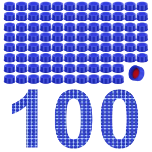 Bulk pack of 100 blue 9mm solid top chromatography vial caps