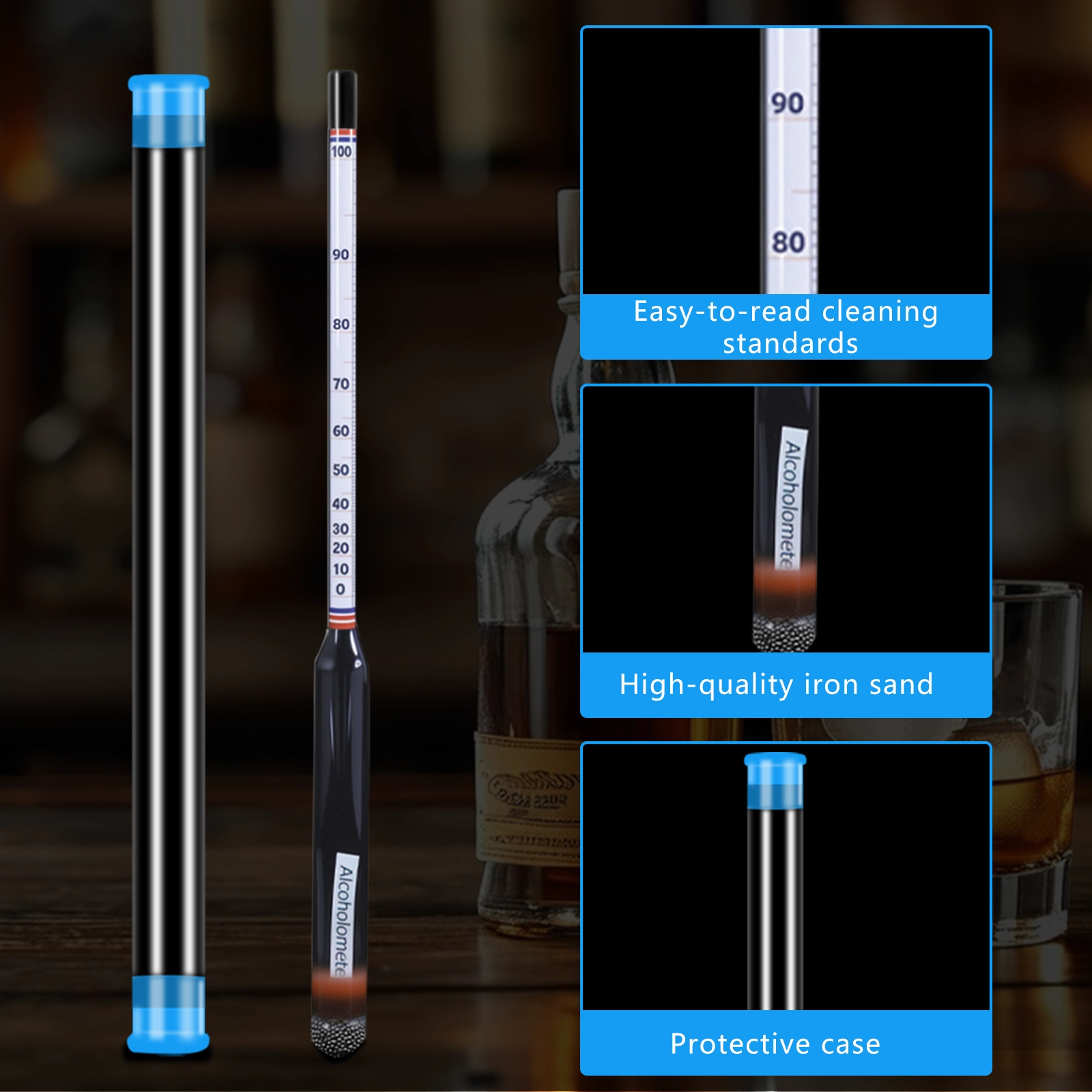 The base of the hydrometer is weighted with uniform, high-quality iron sand for superior balance. This allows the meter to float perfectly upright, ensuring the most accurate measurement every time.
