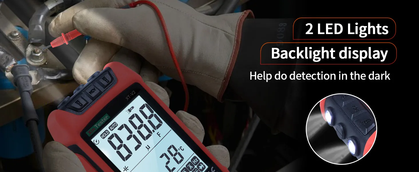 Dual LED Flashlight Function High-precision True RMS digital multimeter with dual LED flashlights