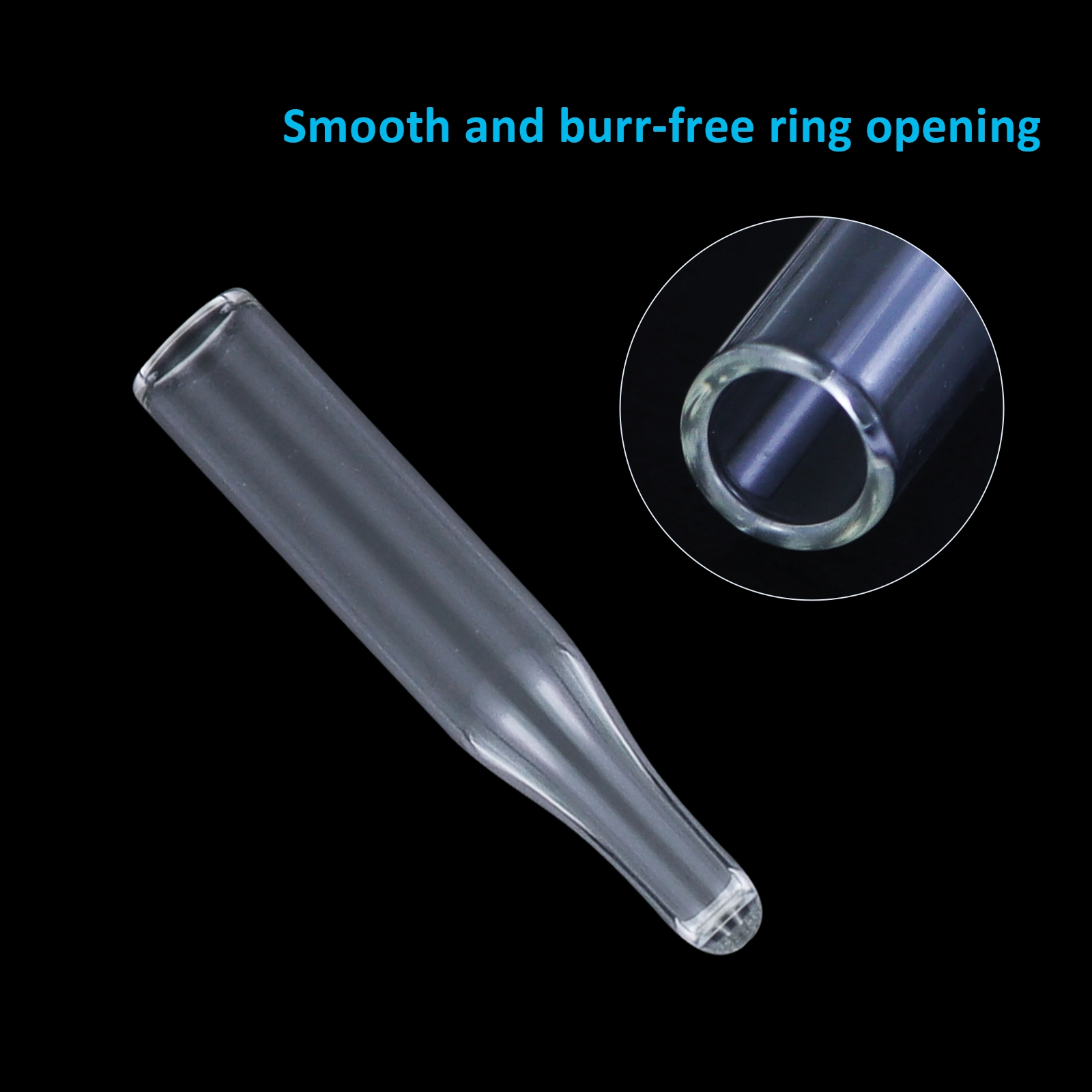 Close-up of the smooth and burr-free ring opening of a micro-insert