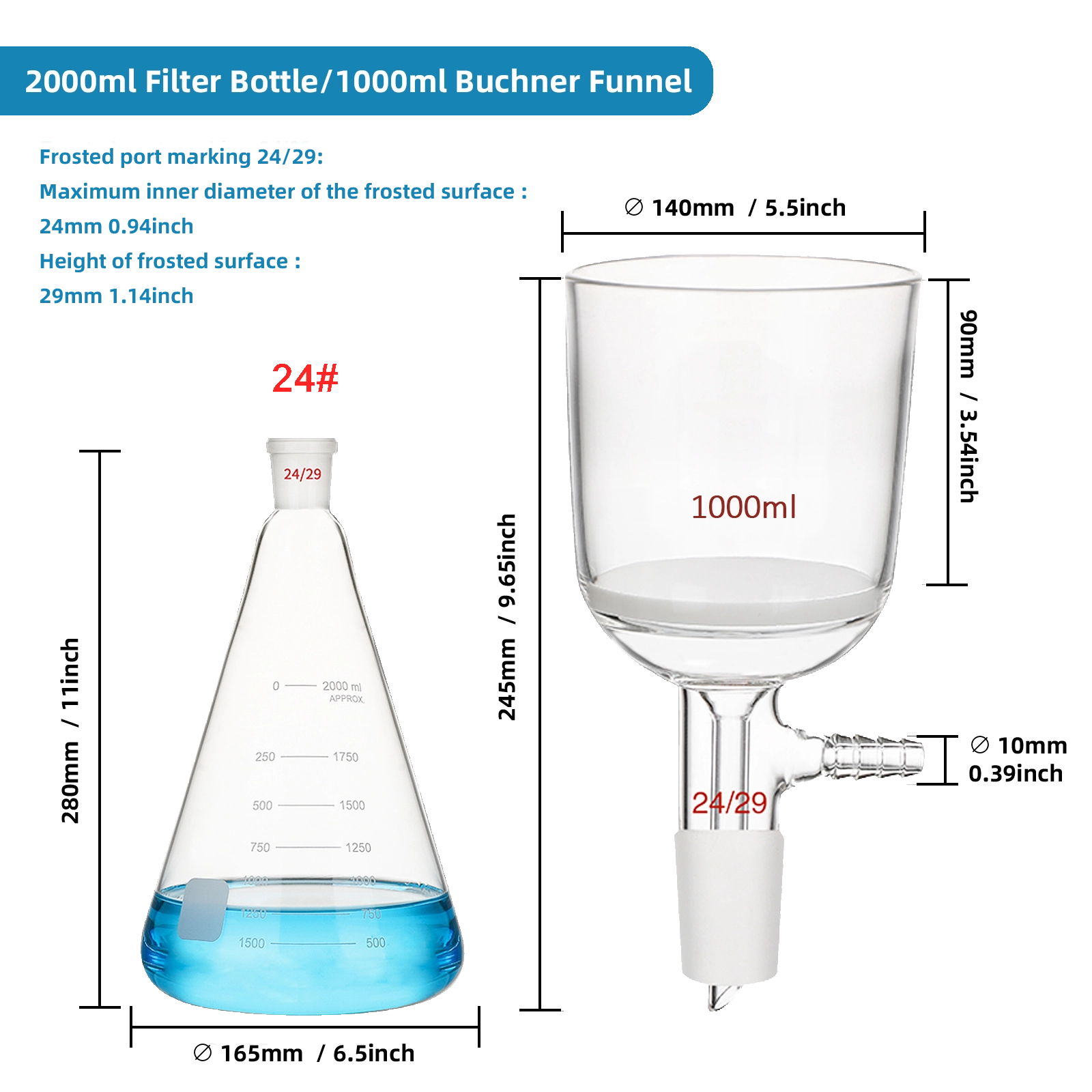 Maximum capacity 2L flask 1L funnel technical specs