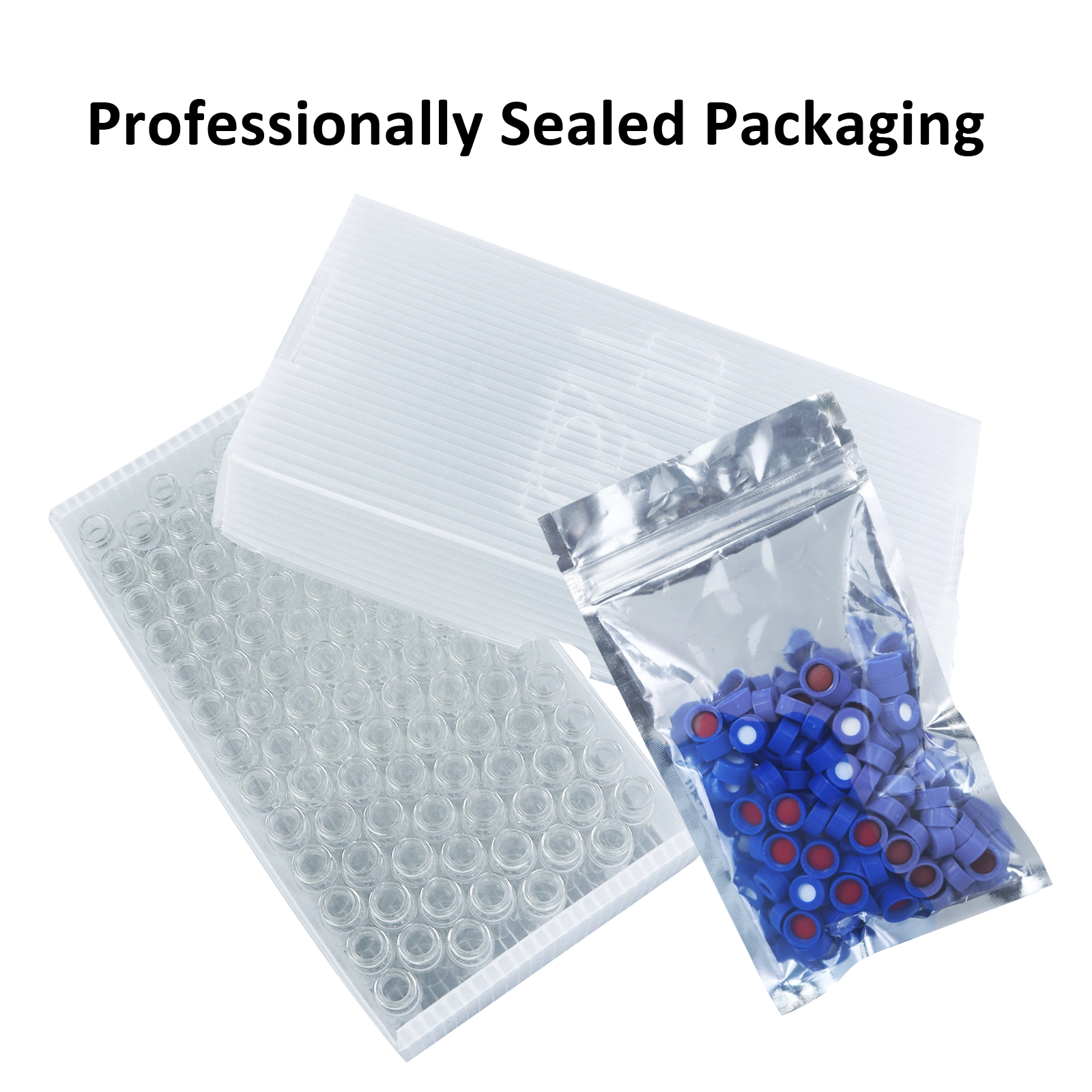 1.5ml vials packed in a clear sturdy tray for laboratory storage