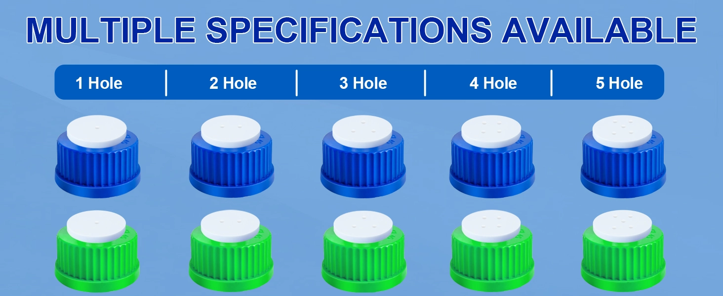 Multiple Specifications Available for GL45 Caps: 1-5 Holes