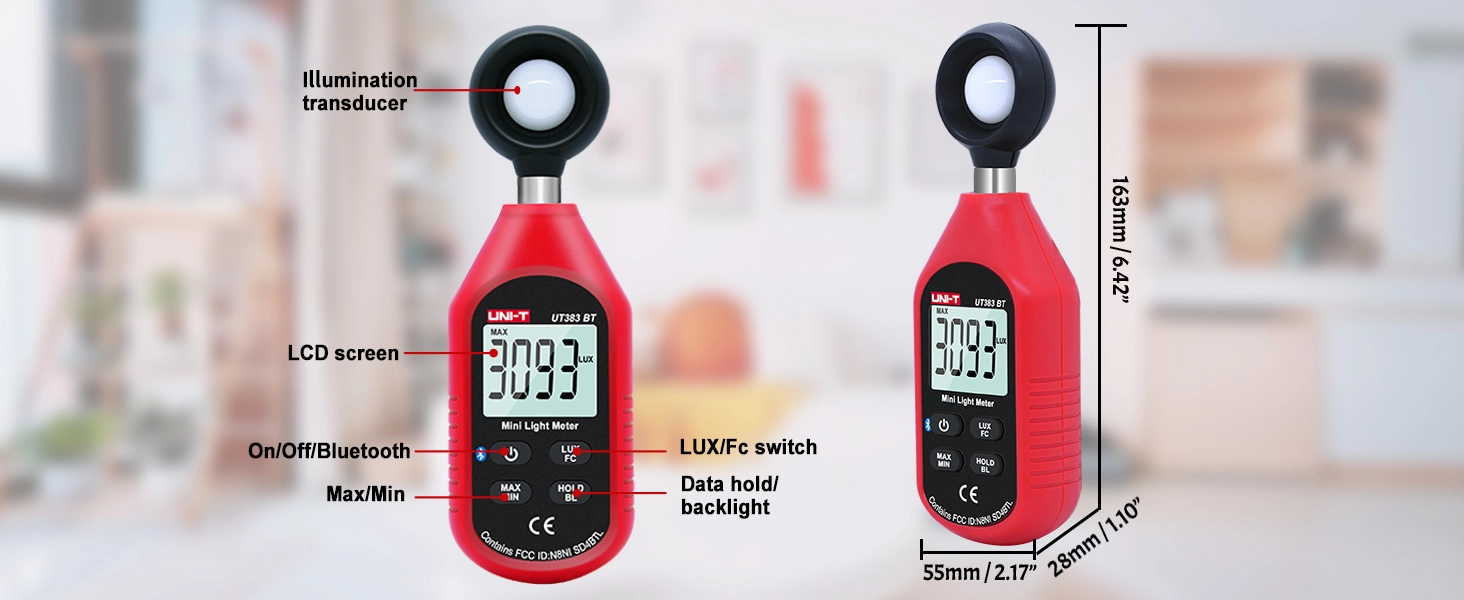 handheld bluetooth photometer hardware structure and dimensions