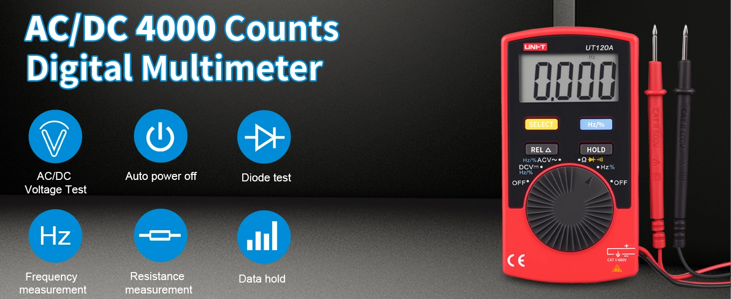 UNI-T UT120A AC/DC 4000 Counts Digital Multimeter with core features