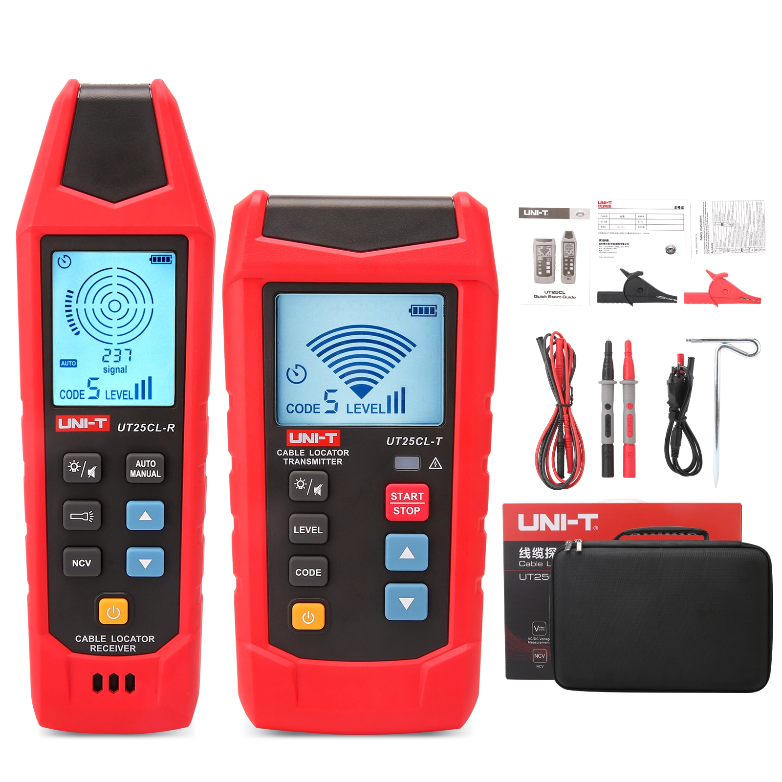 Complete Professional Accessories Kit UNI-T UT25CL circuit tracer kit package contents and full accessories