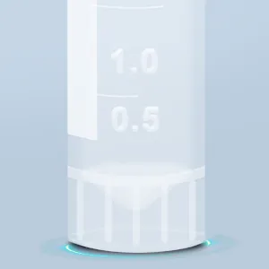 Clear measurement markings on vial