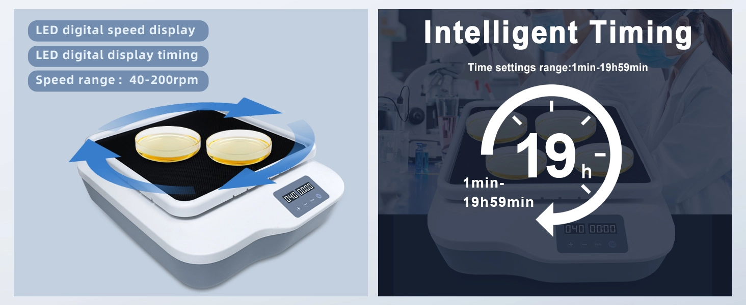 Intelligent control interface of the Digital Orbital Shaker series.