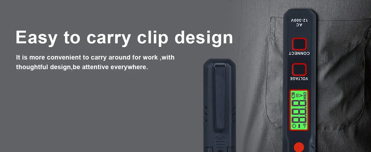 Portable voltage detector safely secured in a shirt pocket