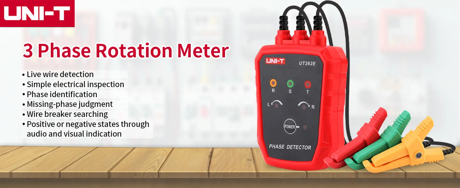 Advanced Non-contact Phase Detection UNI-T UT262E 3-Phase Rotation Tester Features