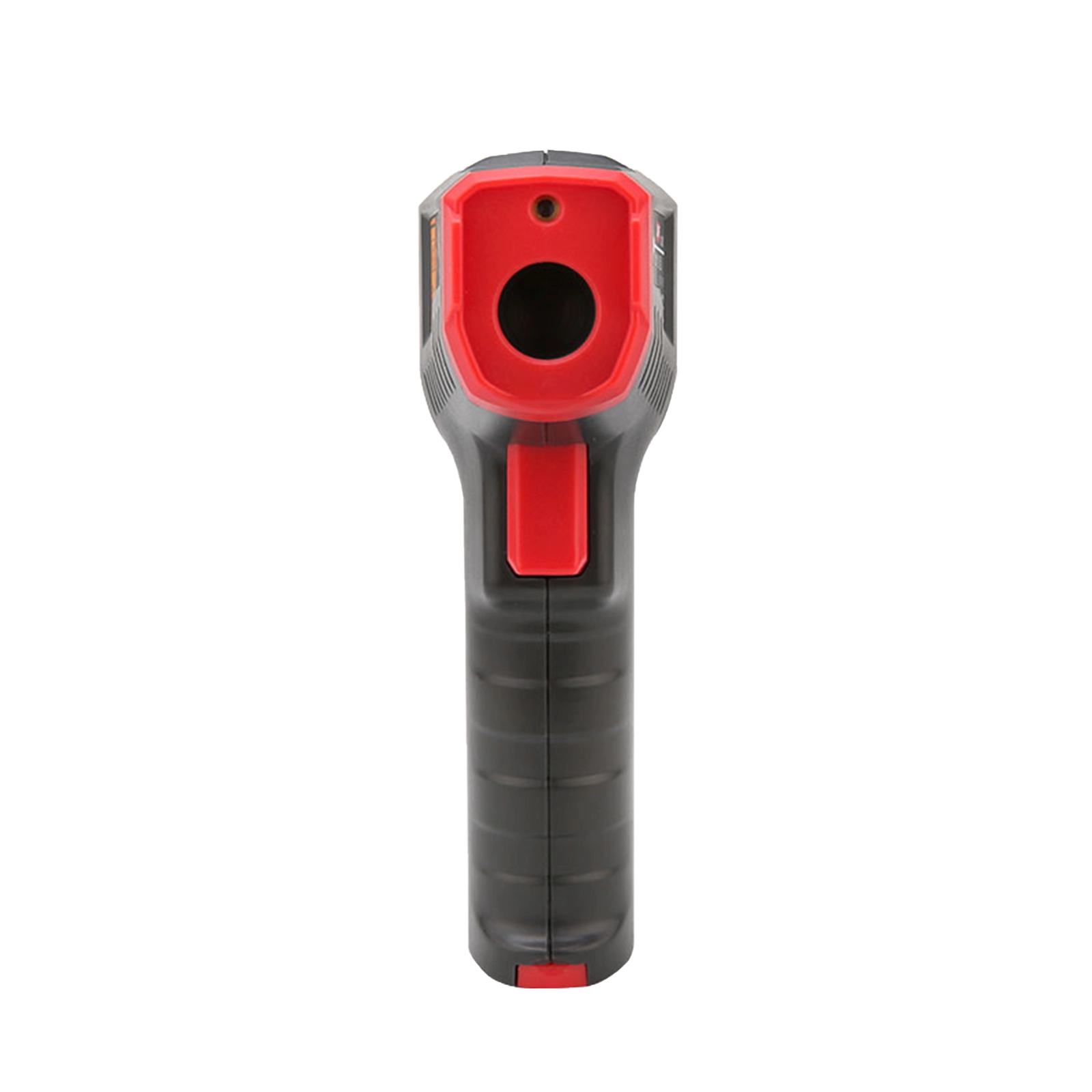 Front angled view of the UNI-T UT306C infrared thermometer focusing on the red sensor bezel and trigger.