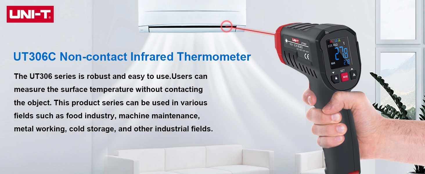 Industrial applications of the UT306C Infrared Thermometer in HVAC and mechanical repairs