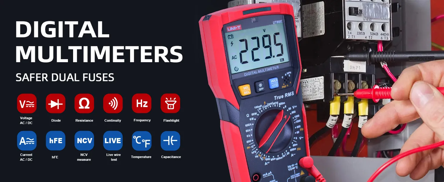 Professional Electrical Safety UNI-T UT89X True RMS Digital Multimeter with dual fuses
