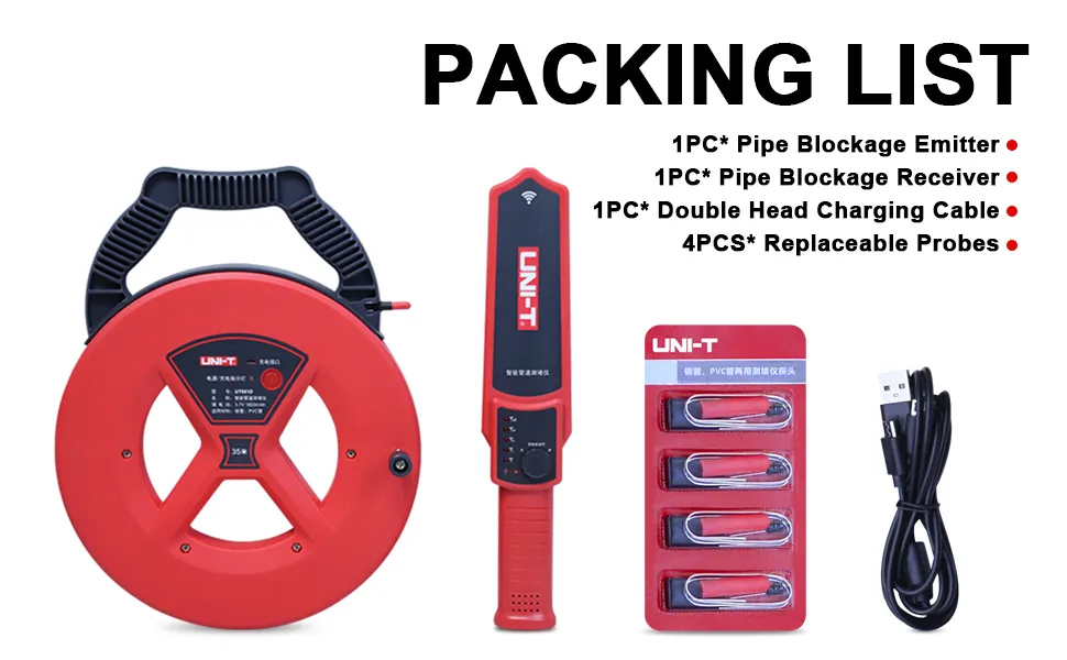 Sewer line blockage detector replaceable waterproof probes