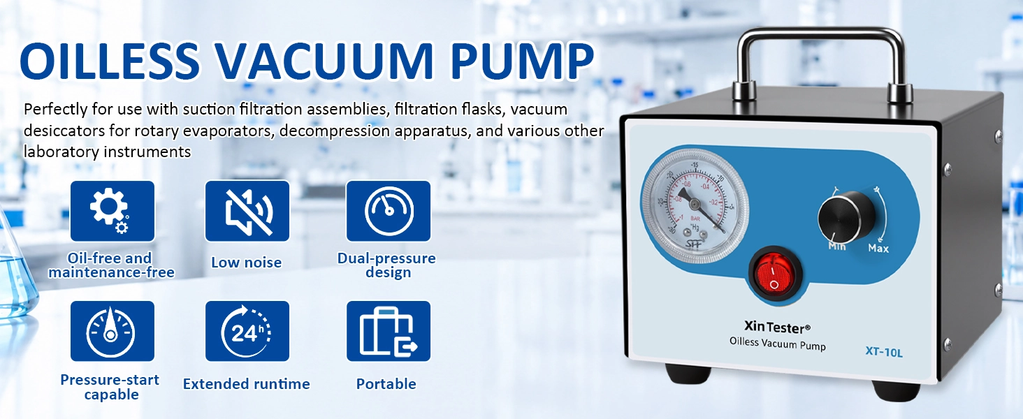 Mini lab vacuum pump 10L adjustable oilless diaphragm