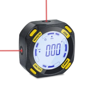 Horizontal and vertical laser beams emitted from the XT320 digital protractor