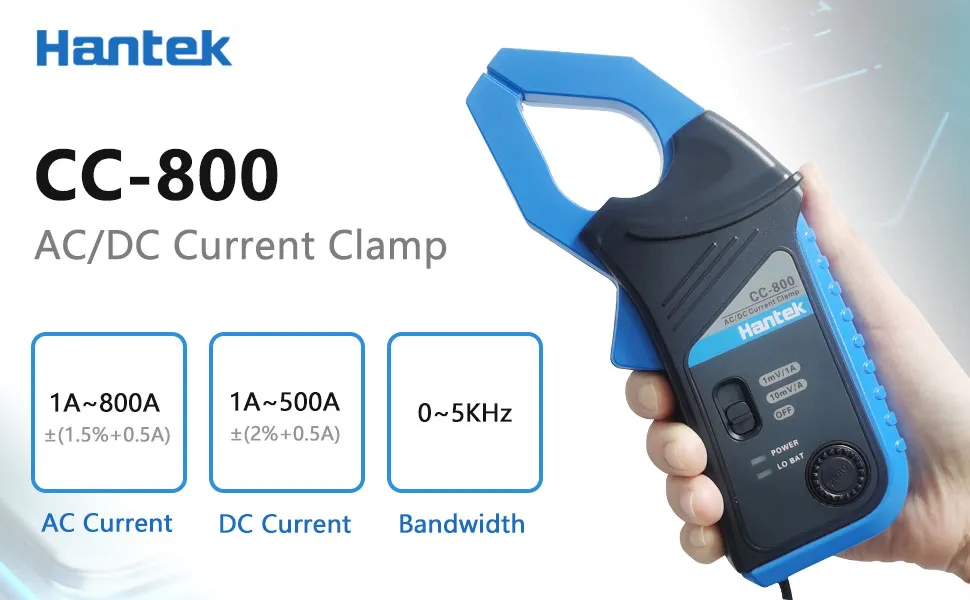 Hantek CC-800 AC/DC current clamp overview
