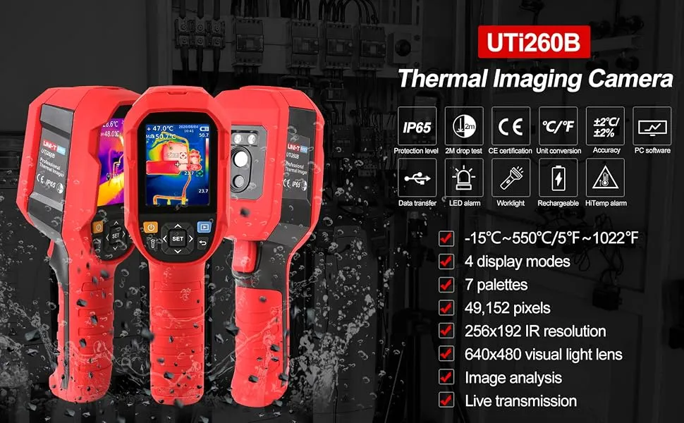 UNI-T UTi260B rugged thermal imaging camera with IP65 rating