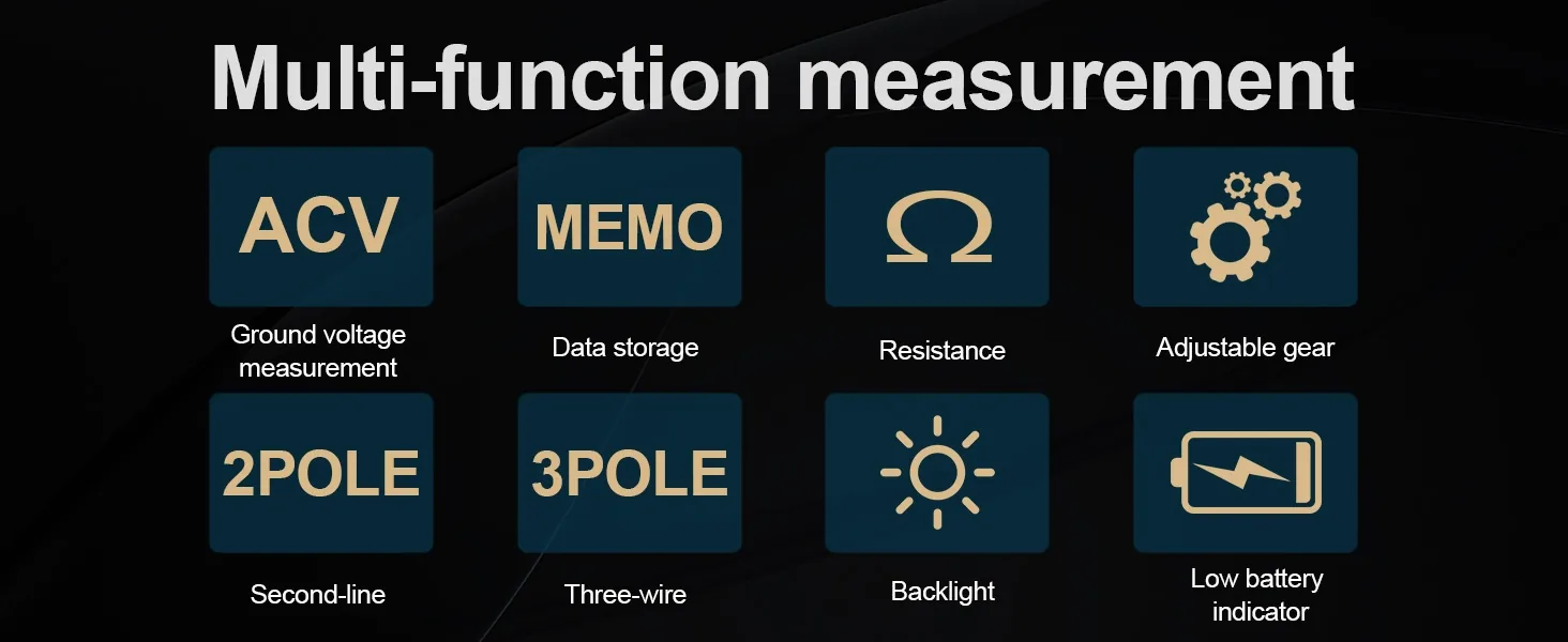 Multi-function icons of the XT2302 digital ground meter